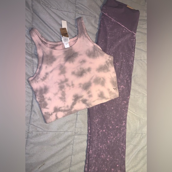 Victoria’s Secret Pink Mid-Rise Foldover Leggings & Cropped Iced Coffee Tie Dye - Picture 5 of 14